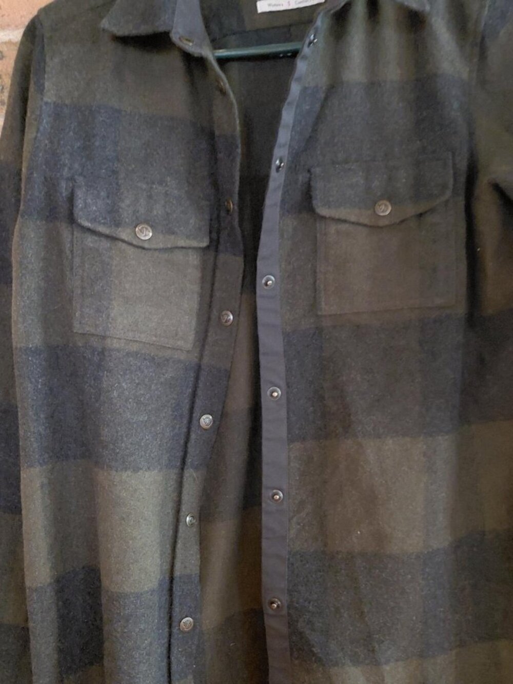 Fjallraven Buffalo Plaid/Moss Charcoal Wool Blend Snap Canada Shirt- - Picture 5 of 5